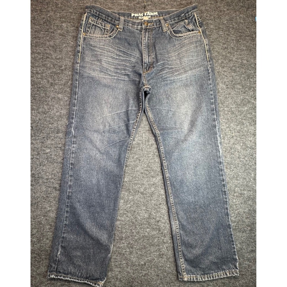 Phat Farm Slim Fit Jeans Mens 40x32 Straight Leg Y2K Streetwear (Fits 38x31)
